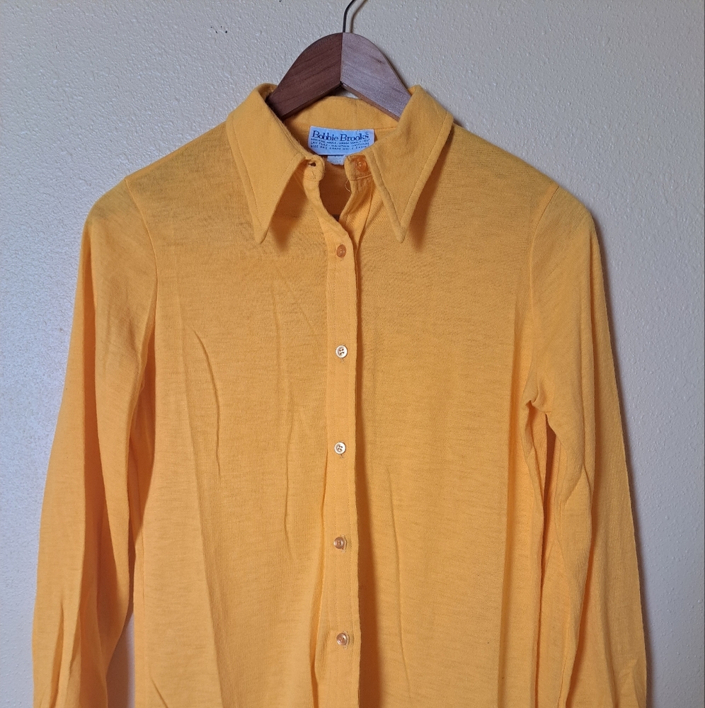 70s pointy collar long sleeve button down